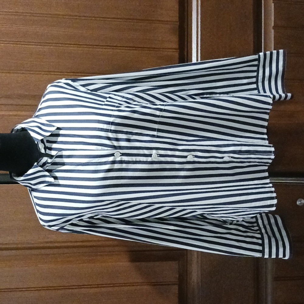 Madewell Tunic Button Down Blouse in Hampden Stripe Size Medium